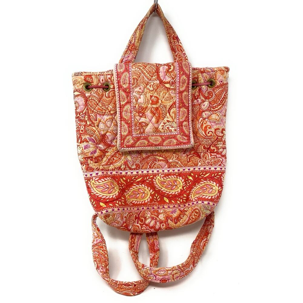 Vera Bradley Hope Toile Drawstring Backpack PinkWhite C